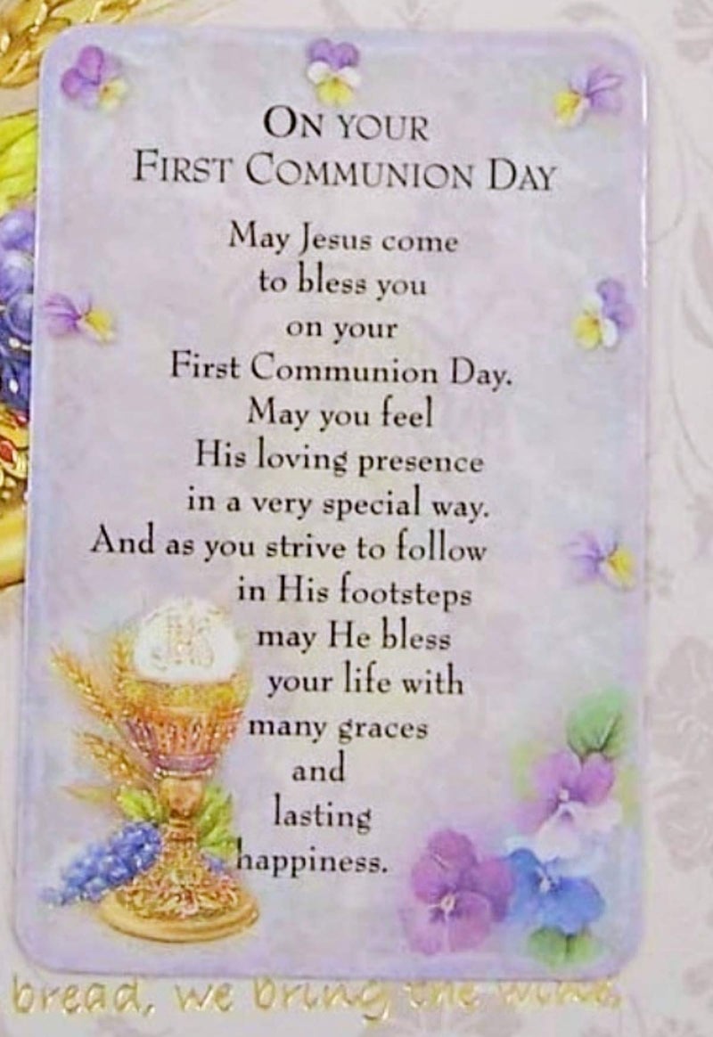 Needzo First Communion Greeting Card with Keepsake Prayer Card, 7 1/2 Inch (Chalice) - Image 2